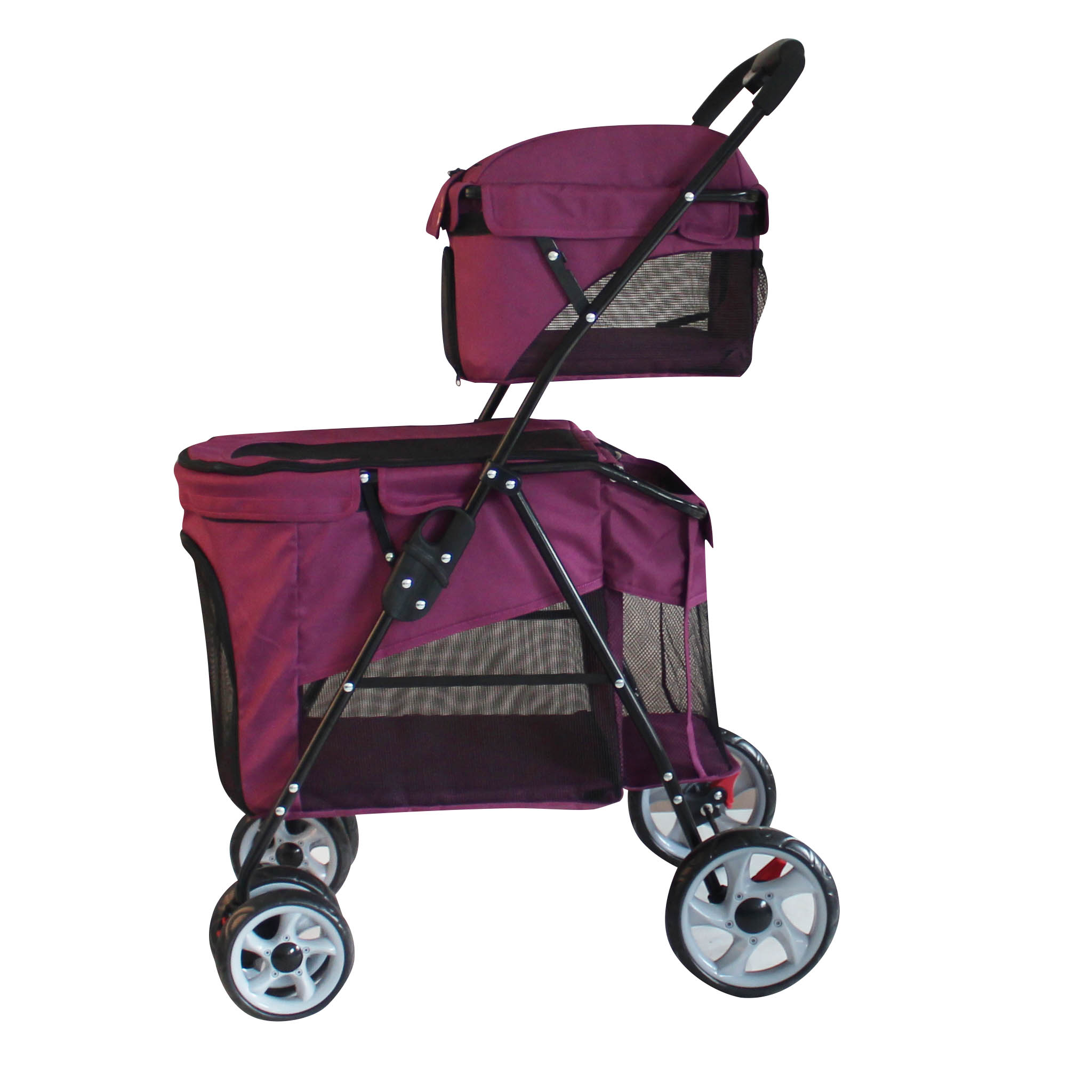 Foldable dog carriage double deck pet stroller BL11